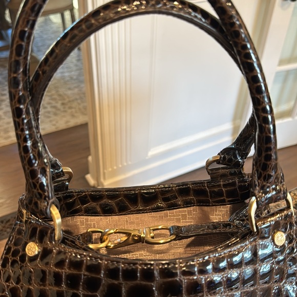 Cole Haan brown snakeskin embossed patent leather bag - Picture 6 of 8